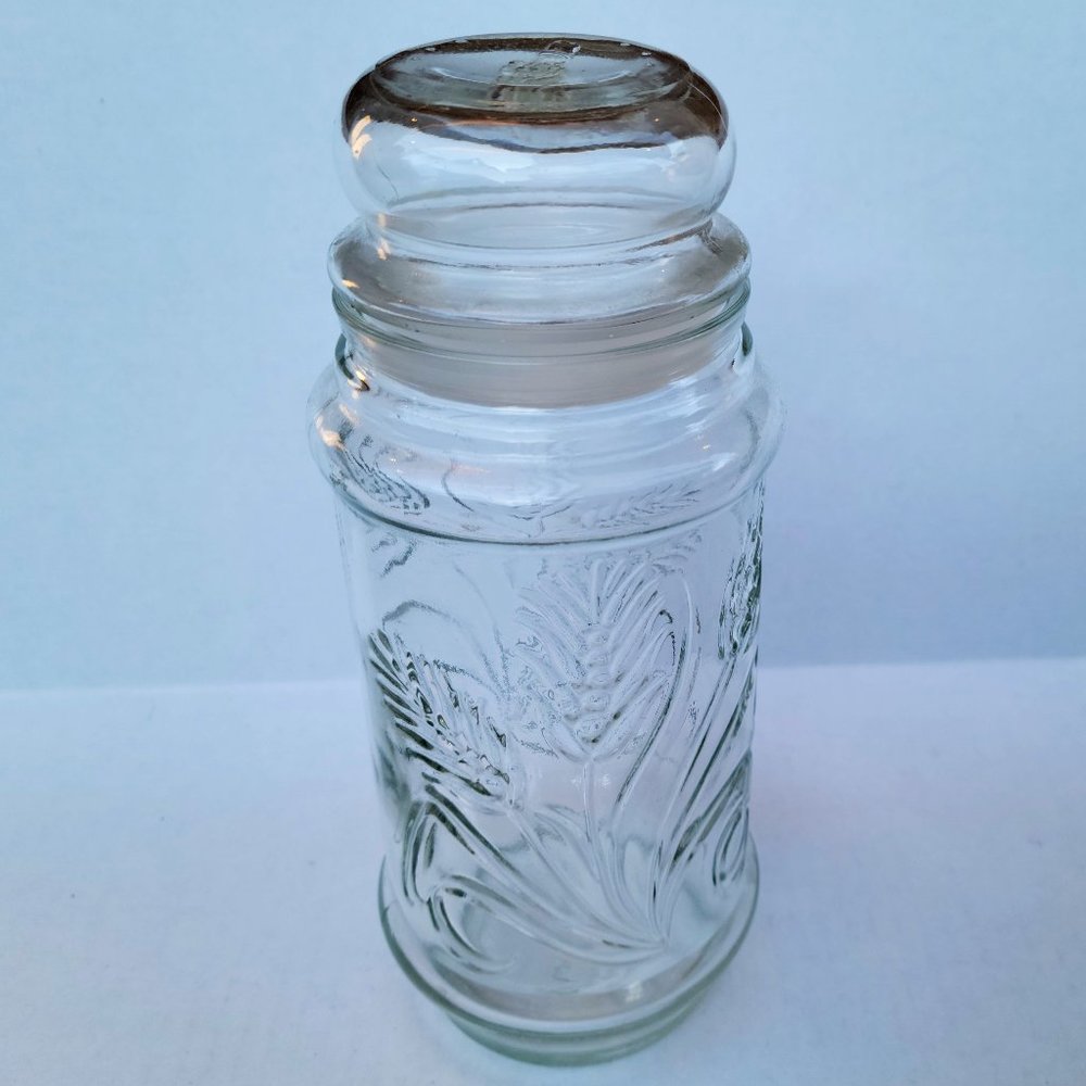 1982 Planters Mr Peanut, Glass Peanut Jar Canister with Lid
